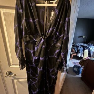 Topshop Black and Purple Patterned Dress